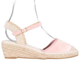 Best Shoes Světle růžové sandály Espadrilles růžový