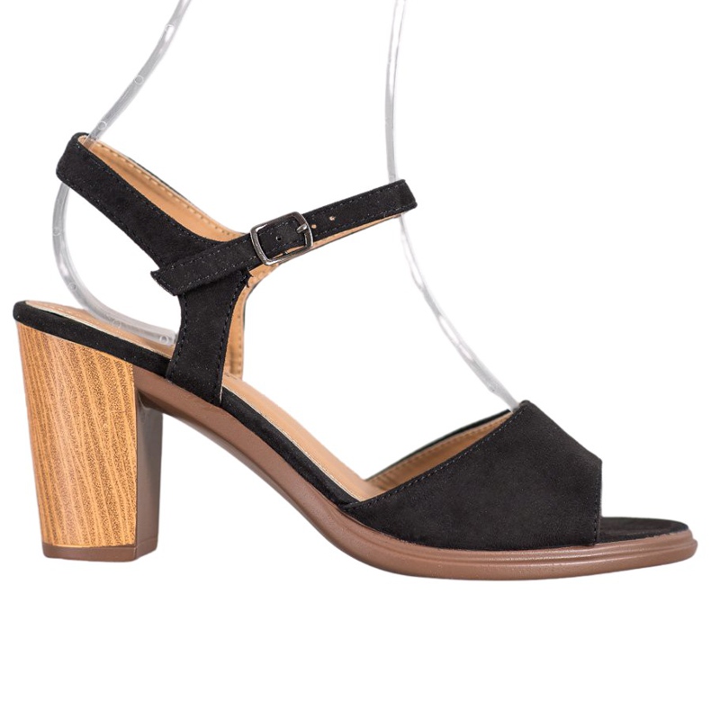 SHELOVET Sandály z černého semiše černá