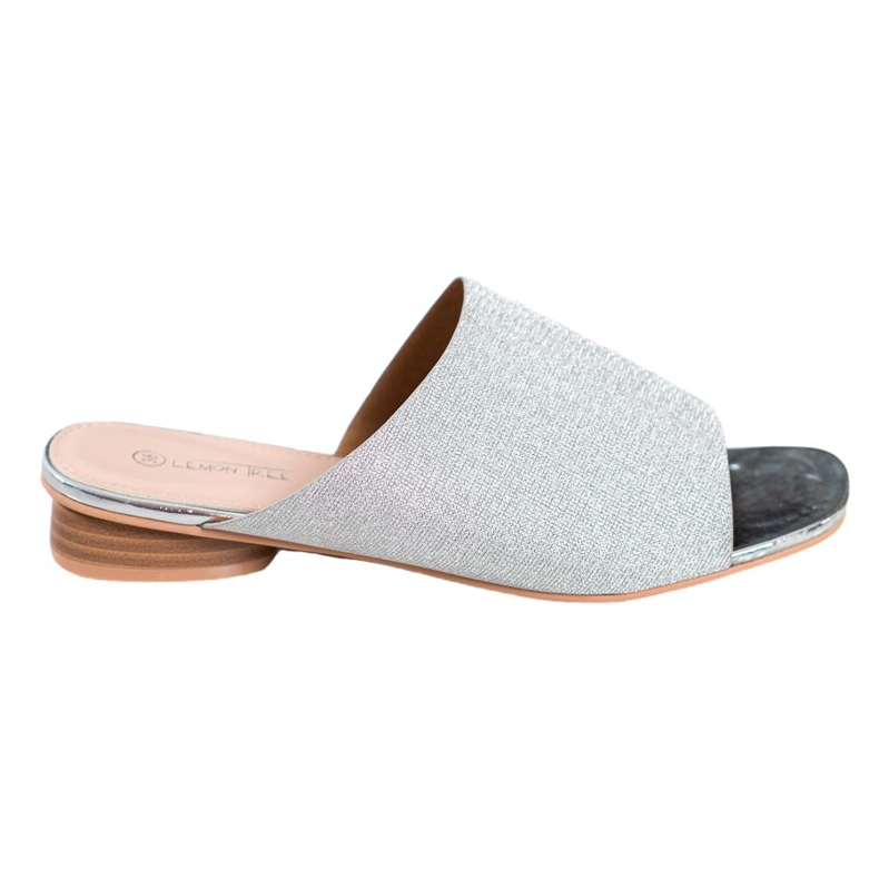 SHELOVET Elegantní pantofle se třpytkami šedá