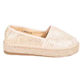 SHELOVET Pletené espadrilky na platformě žluť