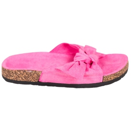 SHELOVET Semišové pantofle na platformě růžový