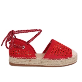 Espadrilky uvázané kolem kotníku červené G1573 červené