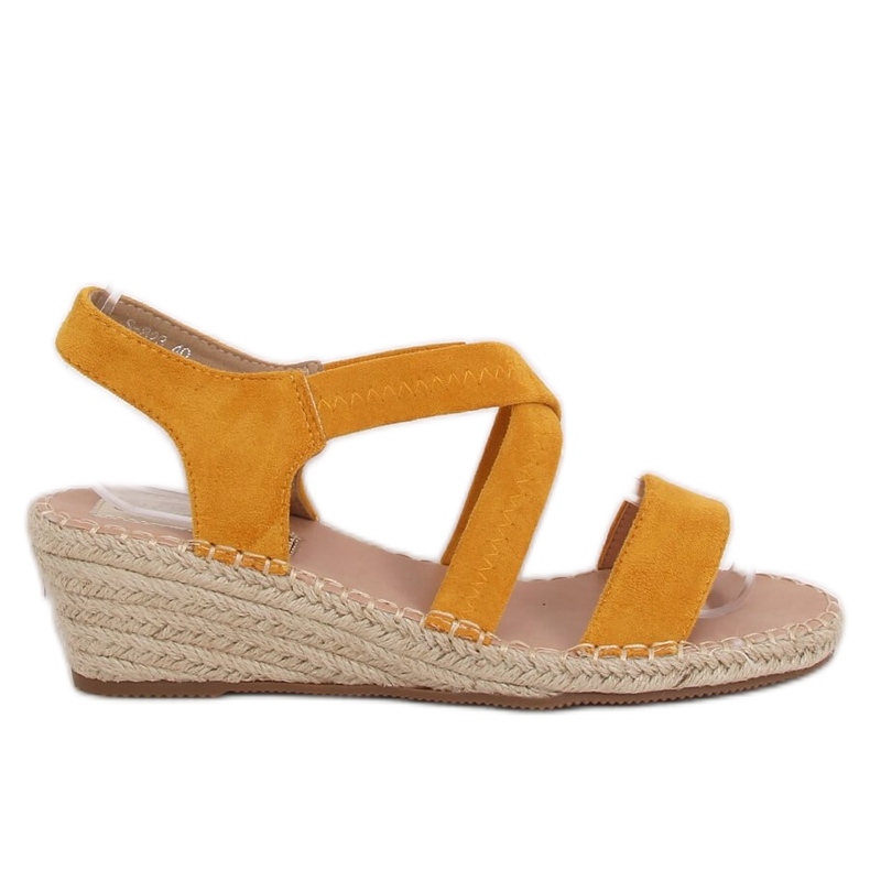 Sandály na klínku medové espadrilky S-823 Yellow žlutá