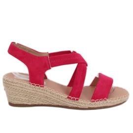 Sandály na klínu fuchsie espadrilles S-823 Fushia růžový