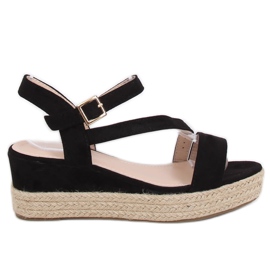 Černé sandály espadrilles 680-38 Black černý