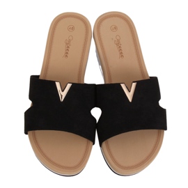 Černé dámské černé pantofle G-5035 Black černý