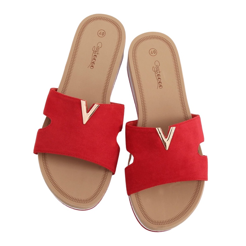 Červená Dámské červené pantofle G-5035 Red