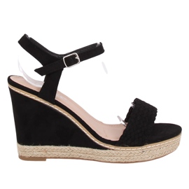 Černé espadrilky na klíncích, černé 100-937SC-1 černé černý
