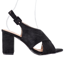 SHELOVET Pohodlné sandály na baru černá