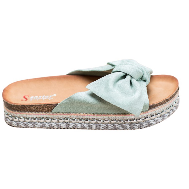 Seastar Semišové pantofle s dekorativní platformou zelená