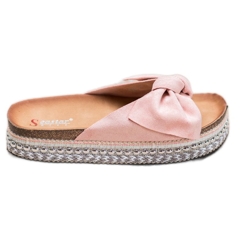 Seastar Semišové pantofle s dekorativní platformou růžový