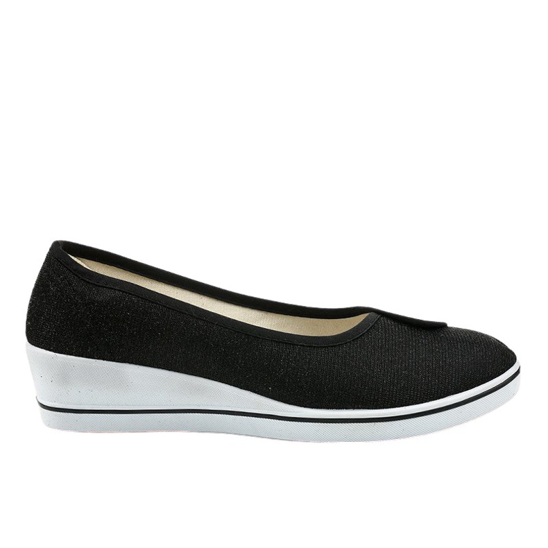 Černé tenisky lesklé klínové tenisky K-1-002 černá