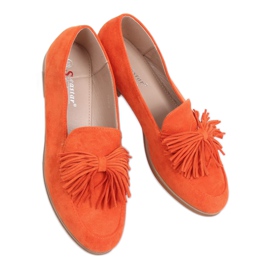 Oranžové dámské mokasíny s třásněmi T357P Orange pomerančový