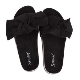 Černé dámské černé pantofle SS116P Black černý