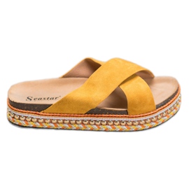 Seastar Pohodlné pantofle na platformě žluť
