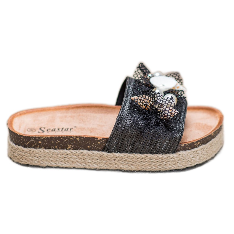 Seastar Stylové pantofle se síťovinou černá Seastar Stylové pantofle se síťovinou černá