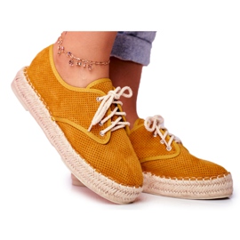MSMG Dámské espadrilky na žluté lněné platformě Sonya žluť