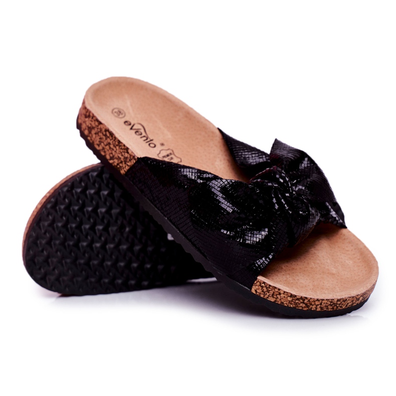 EVE Dámské pantofle s velkou mašlí Black Lovely Time černá