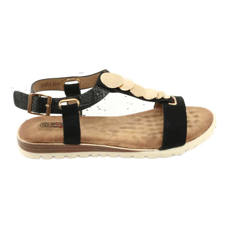 Dámské černé sandály Evento 20SD14 2067 černá žlutá Dámské černé sandály Evento 20SD14 2067 černá žlutá