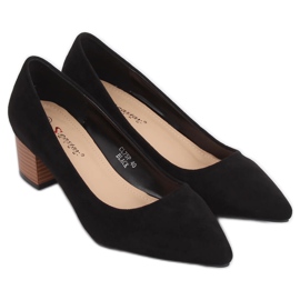 Lodičky na dřevěném podpatku černé CL75P Black černý
