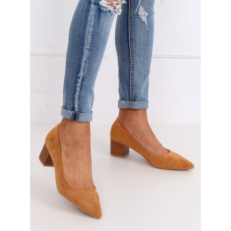 Lodičky na dřevěném podpatku velbloud CL75P Camel hnědý