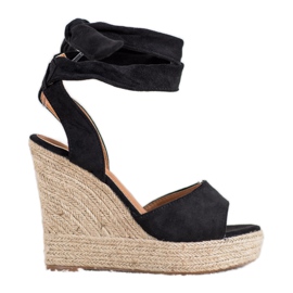 Seastar Espadrilové sandály na vysokých podpatcích černý