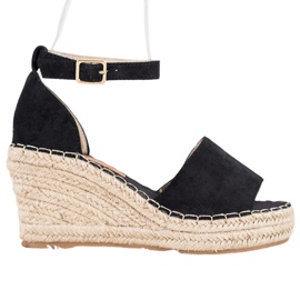 Seastar Sandály Na Slaměném Klínu černý