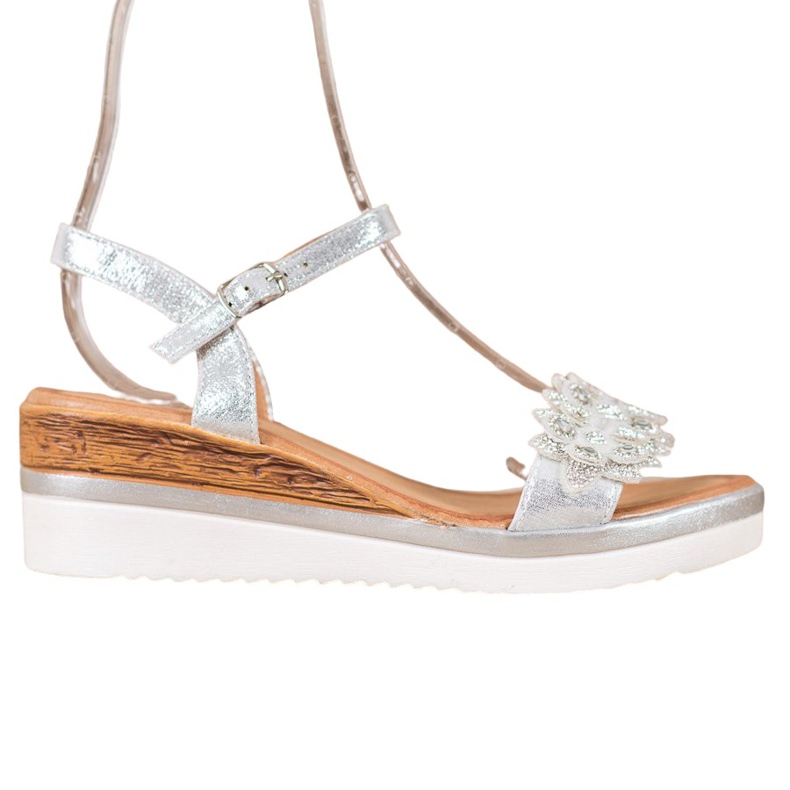 Mannika Elegantní klíny s ozdobami šedá