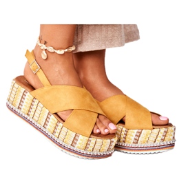 ADY Dámské sandály na klínu Espadrilles Yellow Sandy žluť