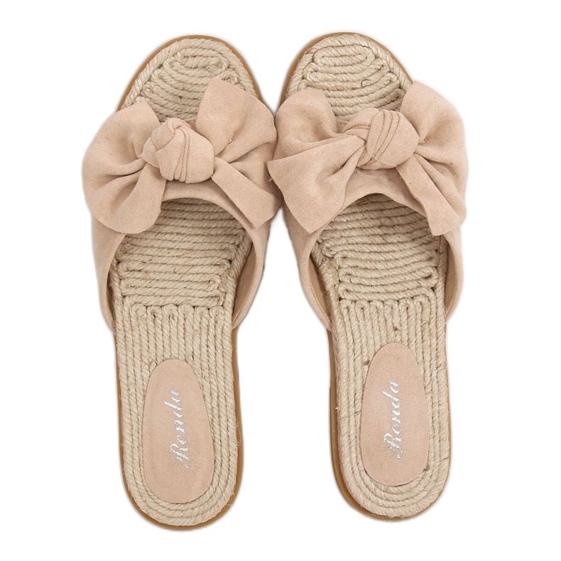 Béžové espadrilky dámské béžové pantofle YT-98 Beige béžový