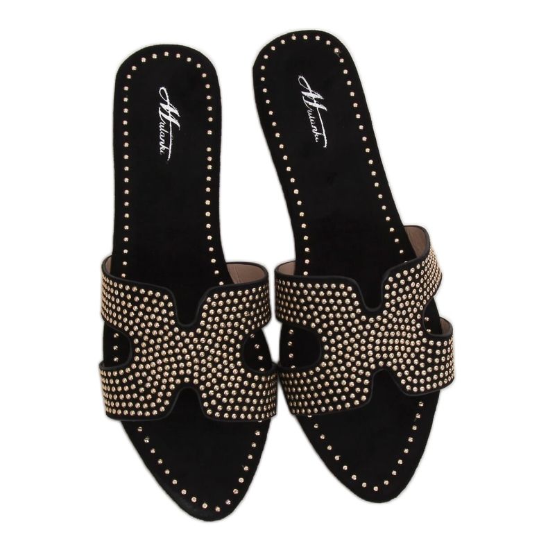 Černé dámské černé pantofle Q-88 Black černá Černé dámské černé pantofle Q-88 Black černá