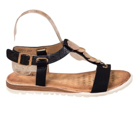 Evento Černé sandály s ozdobami černý