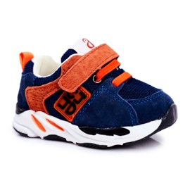 Apawwa Sportovní dětské boty se suchým zipem Navy Blue Jonaba námořnická modř pomerančový