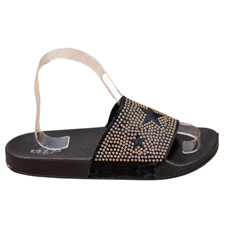 SHELOVET Velurové pantofle s hvězdami černá