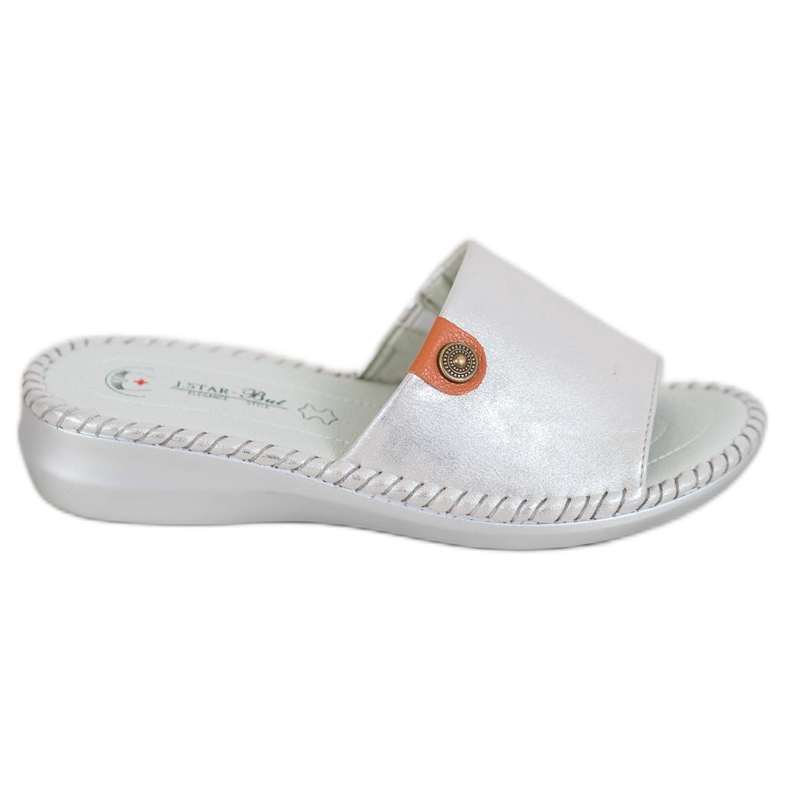 J. Star Neformální pantofle z ekologické kůže šedá