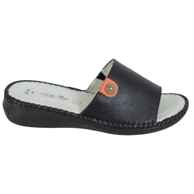 J. Star Neformální pantofle z ekologické kůže černá