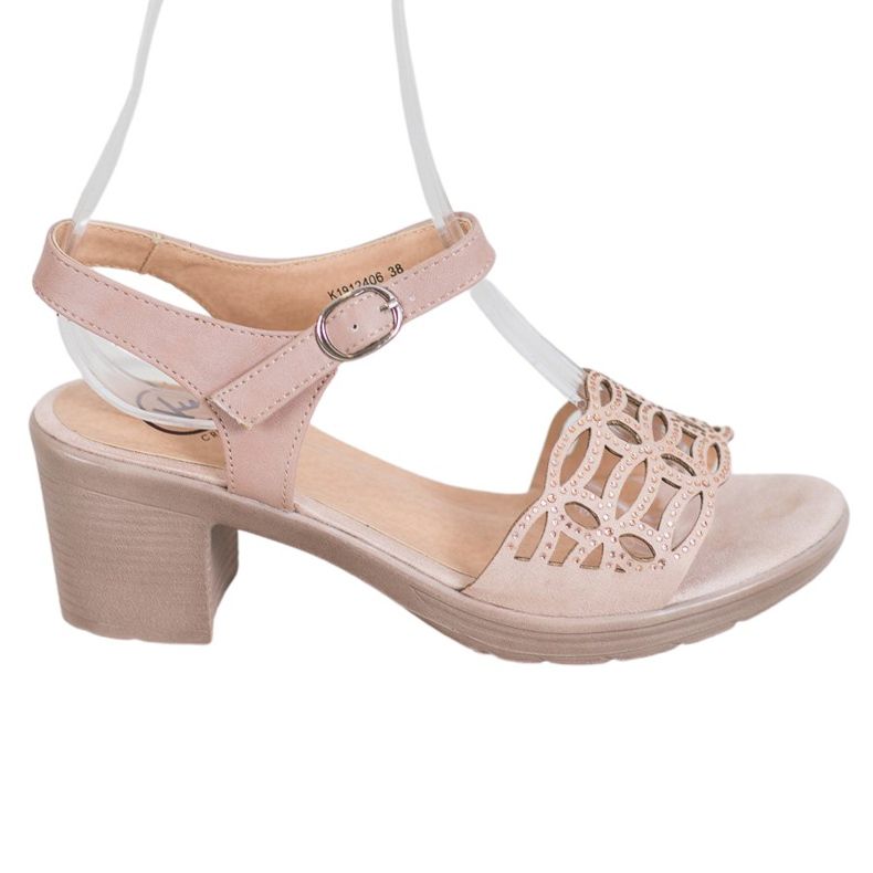 Kylie Pohodlné sandály na tlustém sloupku hnědý