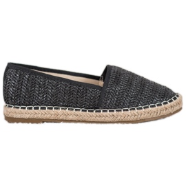 SHELOVET Pletené černé espadrilky černý