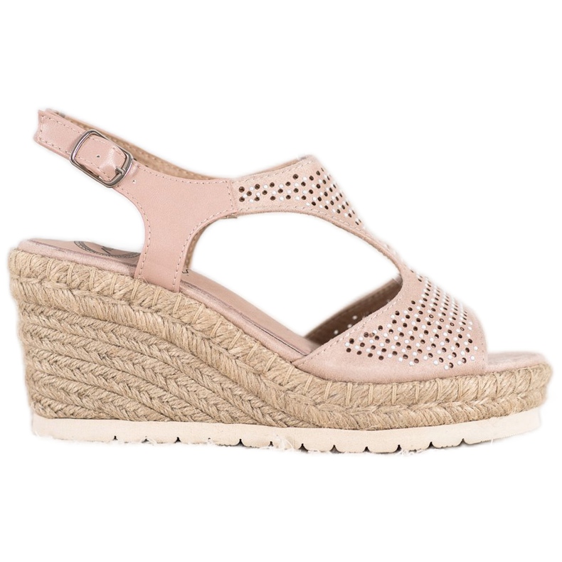 Aclys Semišové espadrilky na klínku béžový Aclys Semišové espadrilky na klínku béžový