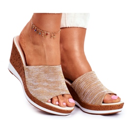 Dámské pantofle na klínku Sergio Leone Beige SK320 žluť