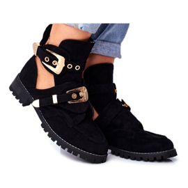 Lu Boo Black Suede Vystřižené boty Rock Girl černý
