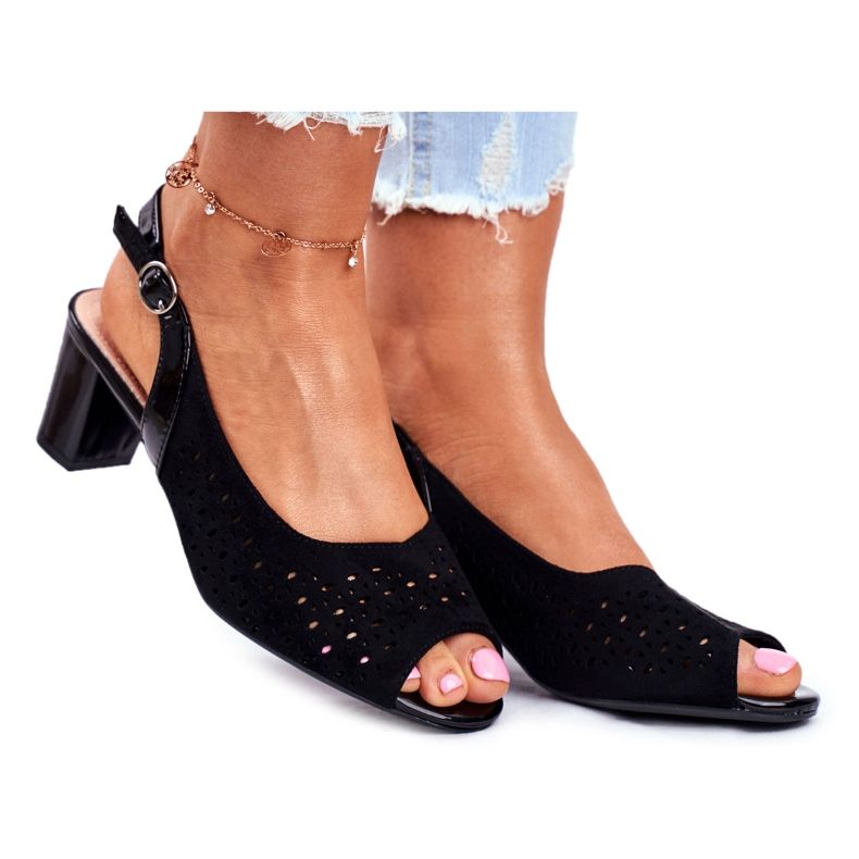 Dámské sandály na vysokém podpatku Sergio Leone černé SK832 černá