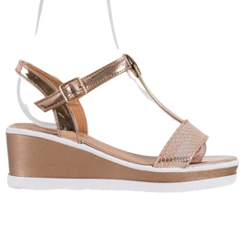 SHELOVET Zlaté klíny s eko kůží zlatý