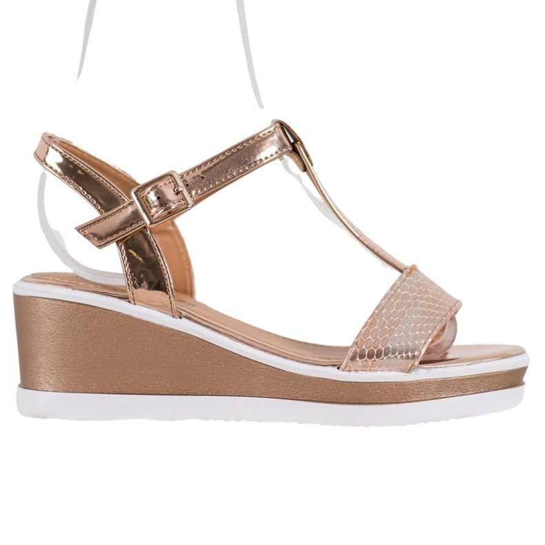 SHELOVET Zlaté klíny s eko kůží zlatý