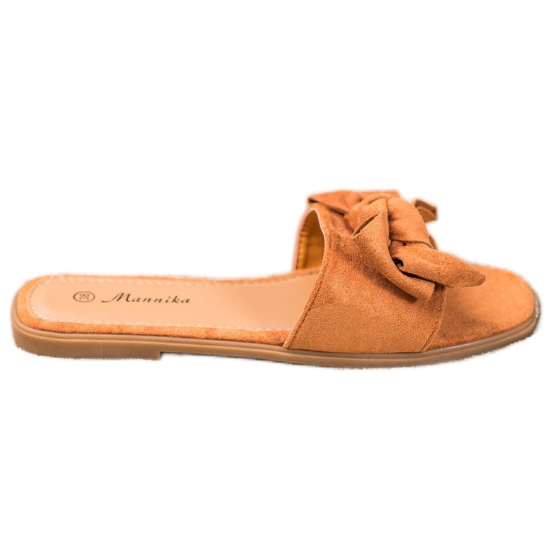 Mannika Pantofle S Mašlí hnědý