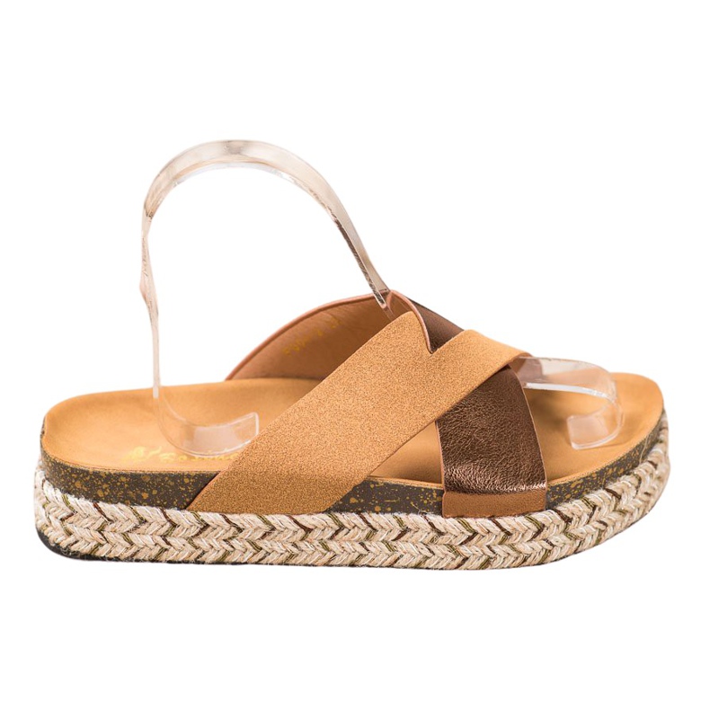 SHELOVET Pantofle Na Platformě hnědý žlutá