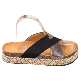 SHELOVET Pantofle Na Platformě černý šedá