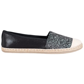SHELOVET Černé espadrilky se třpytkami černý