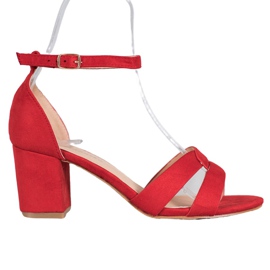 Mannika Semišové sandály červené Mannika Semišové sandály červené
