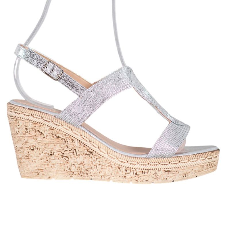 Renda Elegantní sandály na klínku šedá